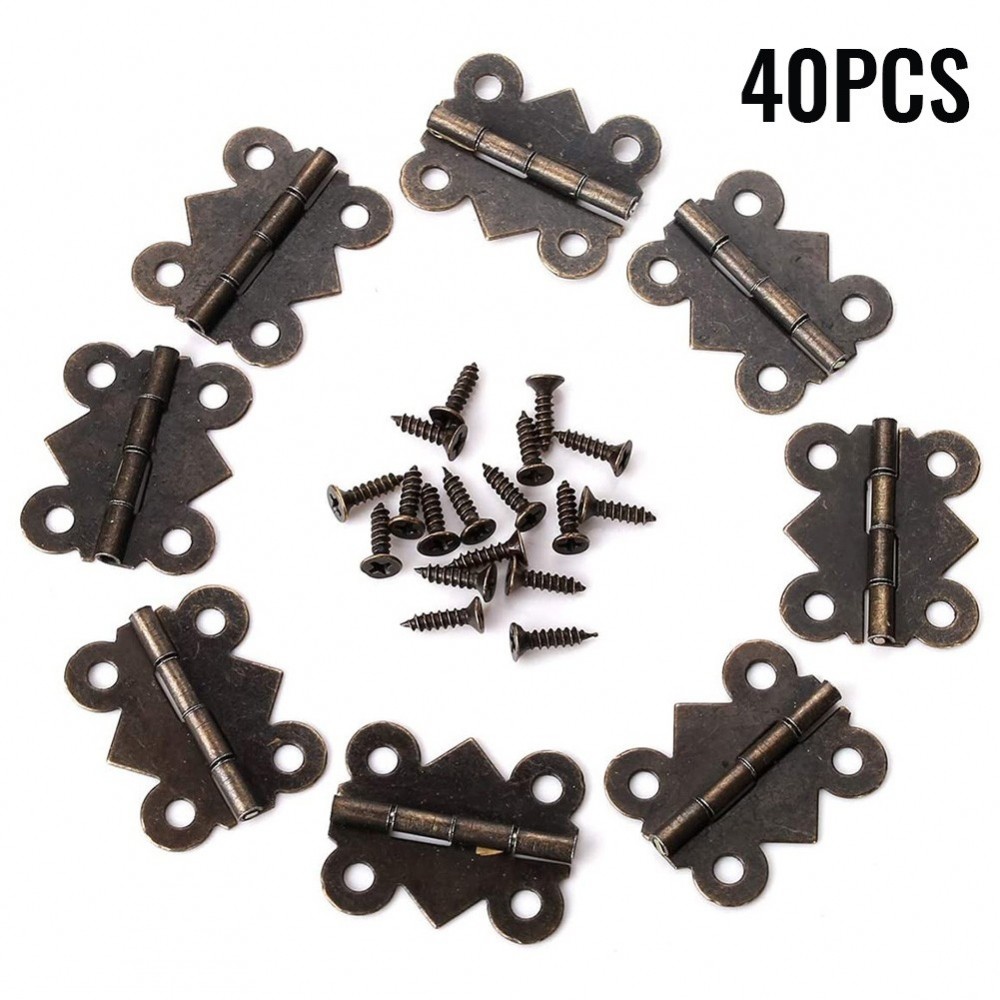 [NISO]Small Hinges Antique Bronze W/ Screws Bronze Color Iron 20*25mm Antique