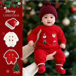  Bộ áo liền quần mùa thu đông Plus nhung ấm áp cho bé trai và bé gái 0-28 tháng Giáng sinh Bộ đồ liền thân Caribou đi chơi Quần áo leo núi 