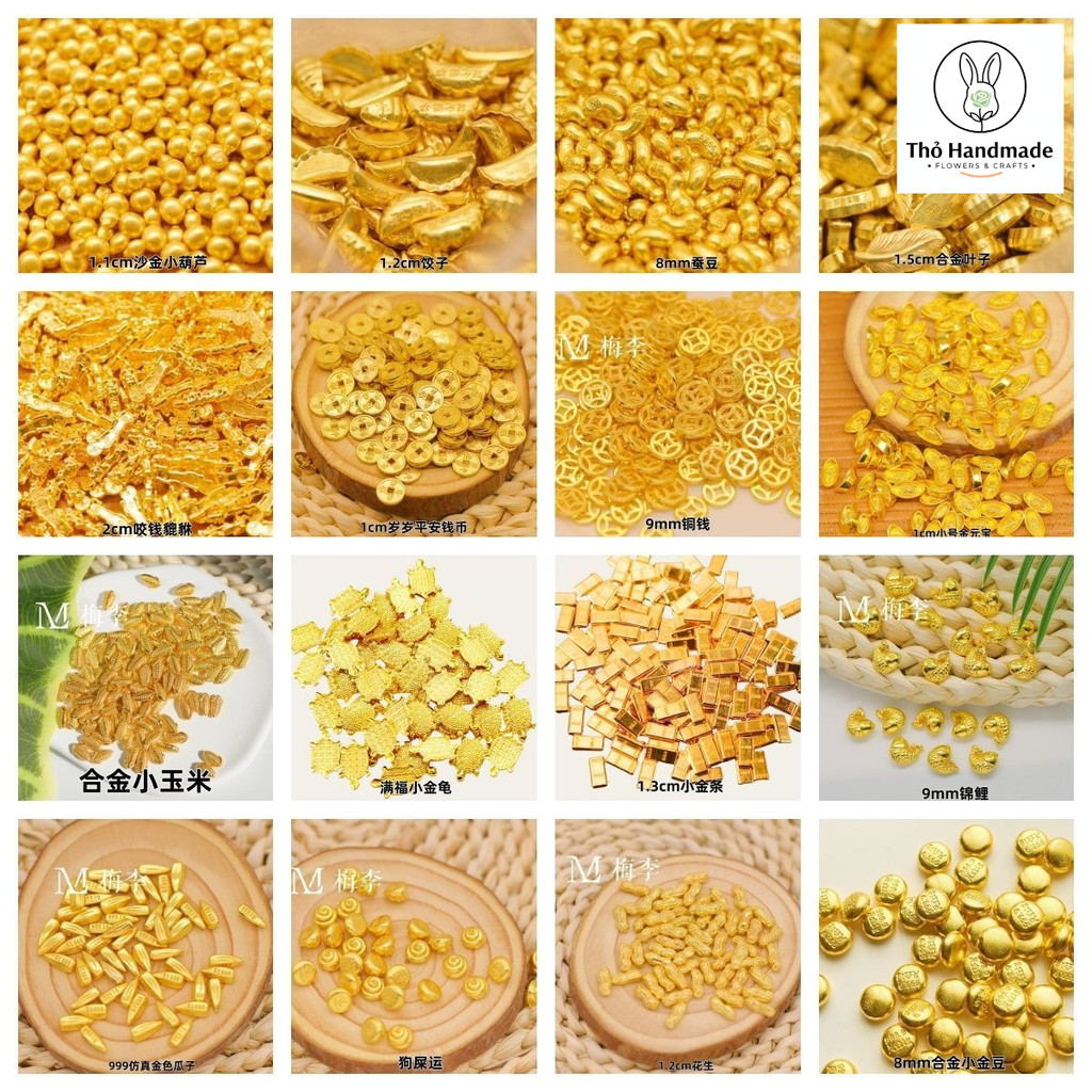 Combo thỏi vàng mini trang trí cây kim tiền nhiều hình dạng – đồ trang trí thủ công DIY – Store Miu 