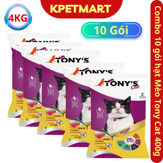  <4Kg> Combo 10 gói Thức Ăn Cho Mèo Tony cat 400g  10 x400g  - Hạt Cho Mèo Mọi Độ Tuổi - KPETMART - Cám Mèo 