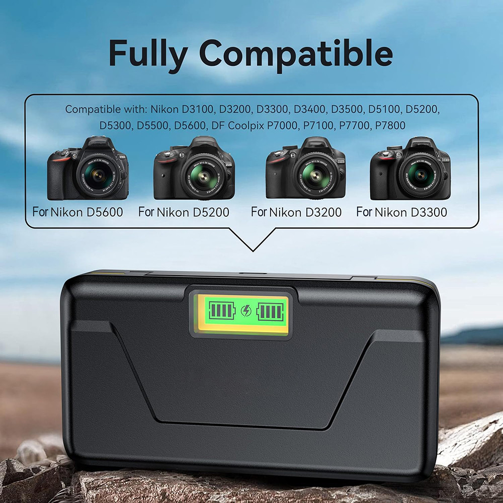 EN-EL14 Battery charger, compatible with Nikon cameras‌ D3100, D3200, D3300, D3400