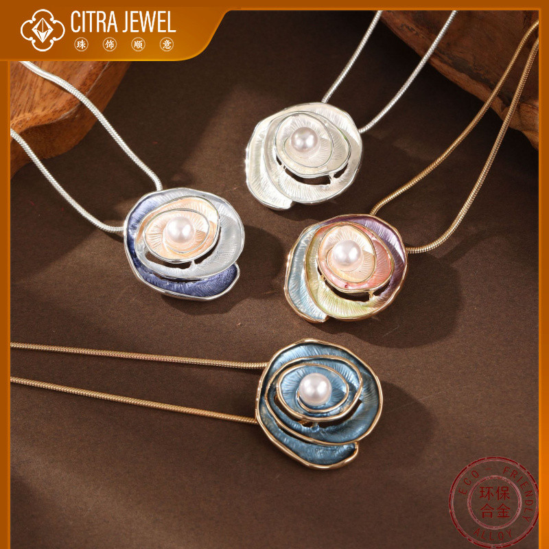 CITRA ~ Lựa chọn đầu tiên để thịnh vượng Tăng tài lộc Men Ngọc trai dát hoa hồng Mặt dây chuyền vòng