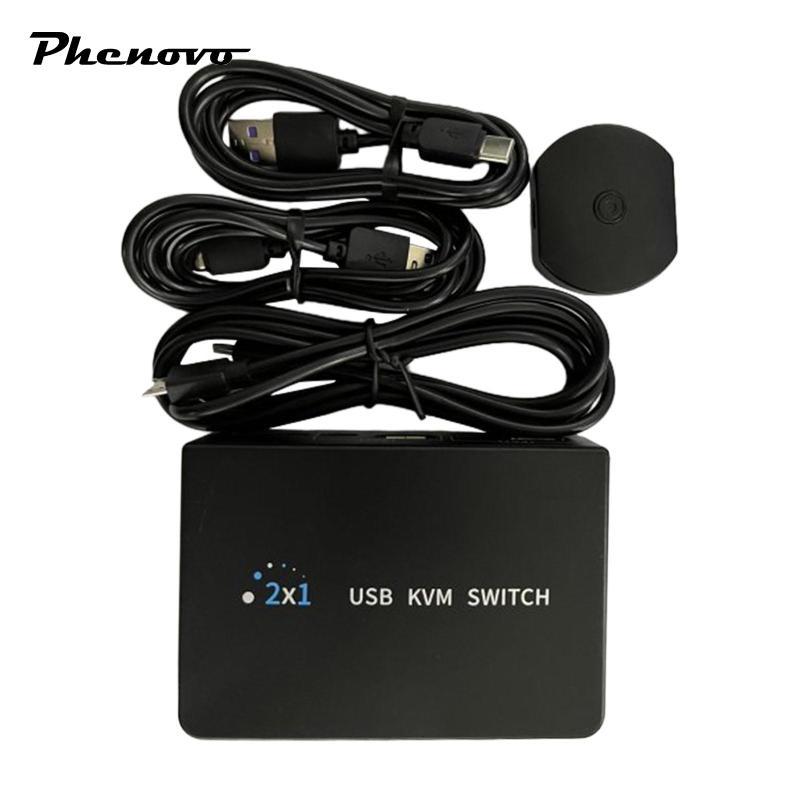 2 Trong 1 Ra HDMI KVM Switch 2 Cổng Cho 2 PC Chia Sẻ Ultra HD Với 2 USB