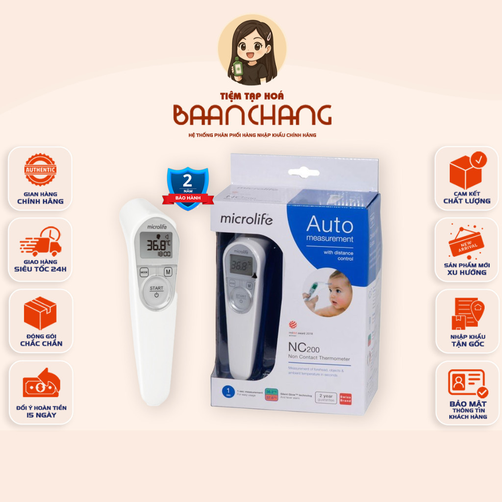 [CHÍNH HÃNG] Nhiệt Kế Hồng Ngoại Đo Trán Microlife NC200 – Không Cần Tiếp Xúc, Cho Kết Quả Sau 1 Giâ