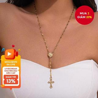 Vòng cổ Cross Virgin Mary Mặt dây chuyền dài sành điệu Quà tặng cho nữ Phụ kiện thời trang thanh lịch