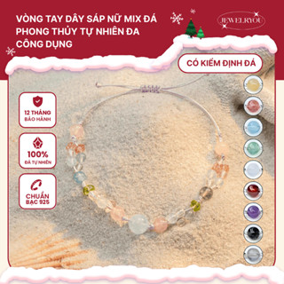  Vòng tay dây sáp nữ AURORA JEWELRYOU Mix đá tự nhiên thu hút năng lượng tích cực - Jew147 