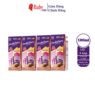  Lốc 4 hộp sữa nước Pediasure hương Socola ít ngọt 180ml 
