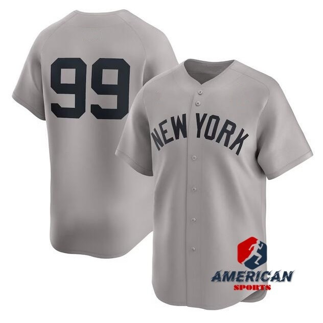 KK MLB New York Yankees Aaron Judge Áo Bóng Chày Không Tên Đường Xám