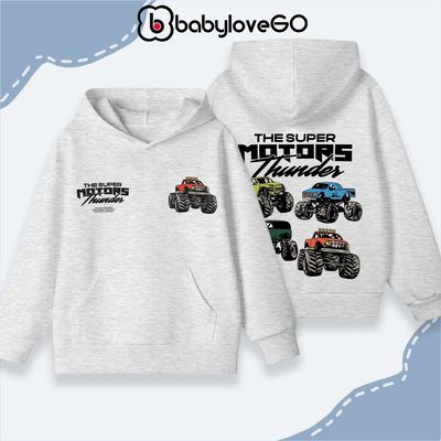 Áo nỉ bé trai BabyloveGO 2026 BST áo hoodie có túi và mũ ấm áp cho bé 1-10 tuổi