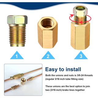 Frienda 12 Miếng 3 / 8 Inch-24 Ren Phụ Kiện Đường Phanh Các Loại Cho Ống 3 / 16 Inch (4 Unions, 8 Nuts)