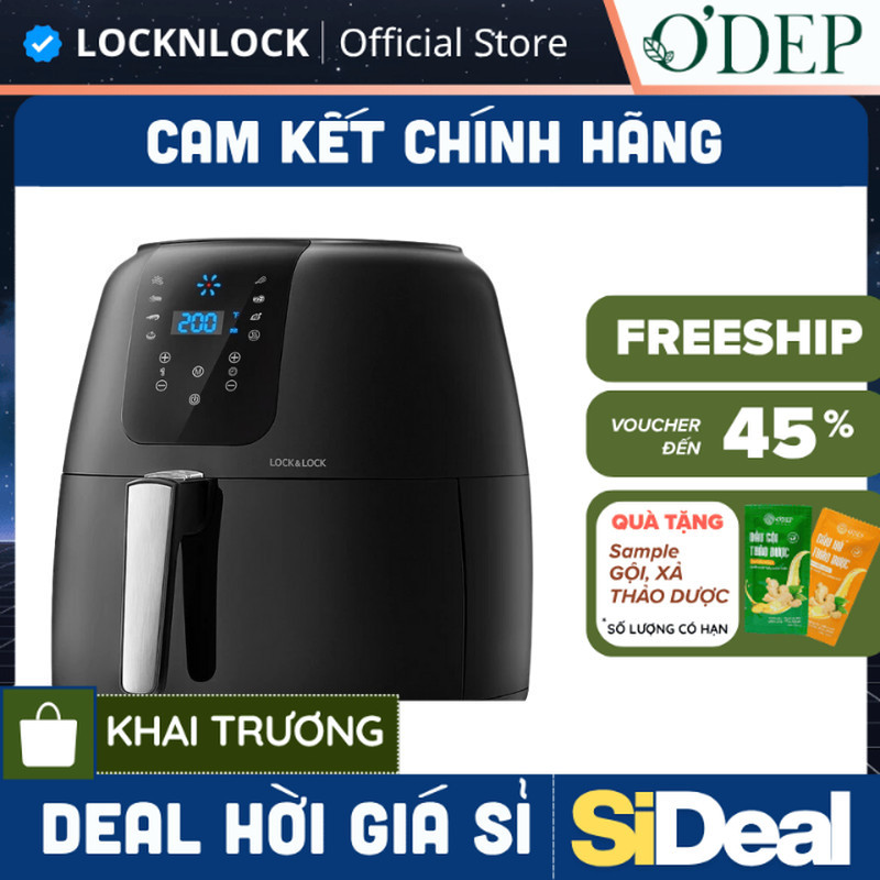 Nồi chiên không dầu Super Jumbo Air Fryer, 7.2L, 1800W - Màu đen Chính hãng LocknLock EJF296BLK - SI