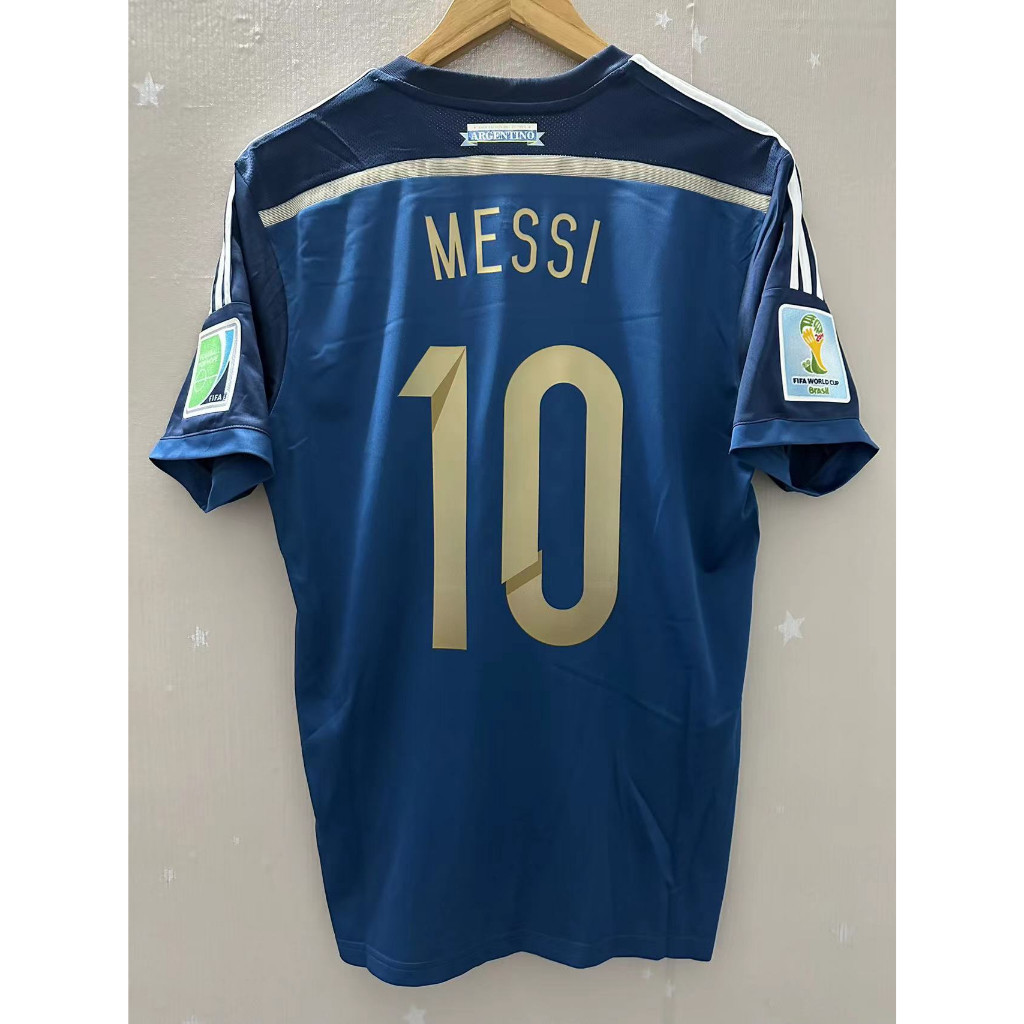 2014 Argentina Chất Lượng Hàng Đầu Sân Khách Retro Áo Bóng Đá Tùy Chỉnh Áo Bóng Đá MESSI