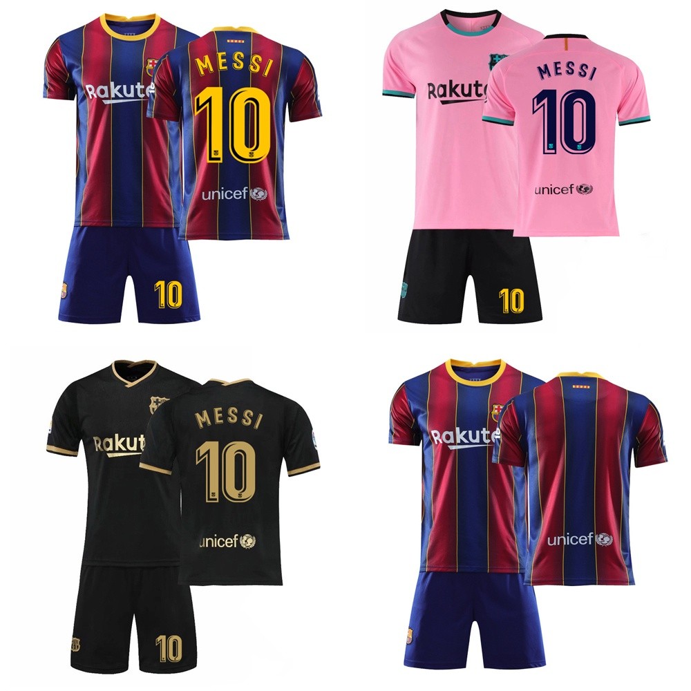 MỚI FC Barcelona Jersey 10 Messi Barca Quần áo tập bóng đá nam Học sinh Đồng phục bóng đá