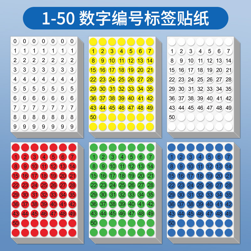 Miếng Dán Số 1-100 Số Nối Tiếp Nhỏ Màu Tròn Tự Dính Nhãn Dán Chống Thấm Nước 1 Đến 10 Số Số