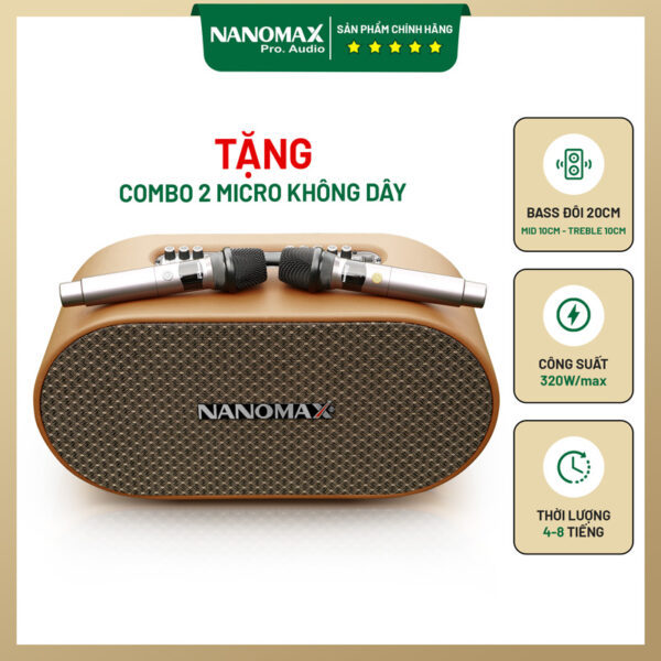 Loa Karaoke Xách Tay Nanomax K-05 Bass Đôi 20cm 320w