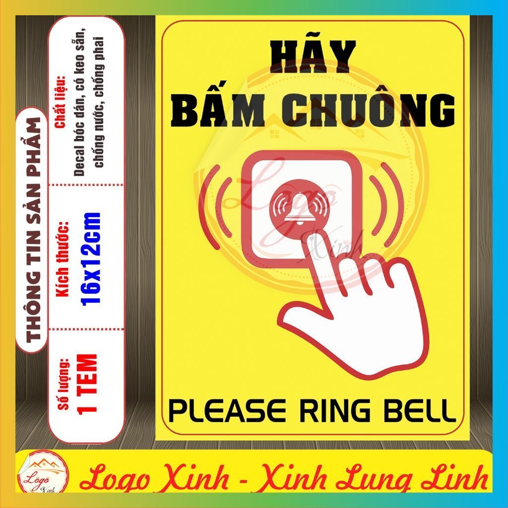 LOGO TEM STICKER HÃY BẤM CHUÔNG, VUI LÒNG BẤM CHUÔNG - PLEASE RING THE BELL
