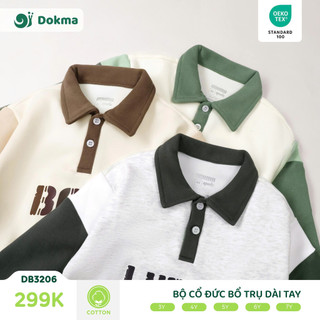  Bộ cổ đức dài tay bé trai Dokma DB3206  3-7Y  chất liệu nỉ hai da dầy ấm 