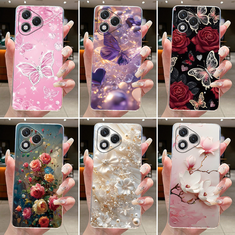 Dành Cho Honor 400 Lite 5G Ốp Lưng ABR-NX1 Rõ Ràng Sang Trọng Thời Trang Bướm Hoa Mềm TPU Jelly Ốp L