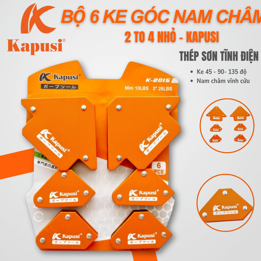 BỘ 6 KE GÓC NAM CHÂM KAPUSI – GỒM 2 KE GÓC 25LBS & 4 KE GÓC MINI 10LBS