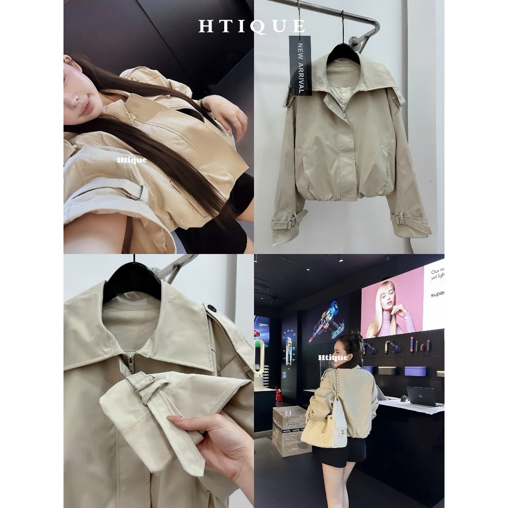 (BST đông HTIQUE) Mở bán Áo khoác kaki nữ Mangto Basic, Áo khoác cổ bẻ dáng ngắn thời trang LA19