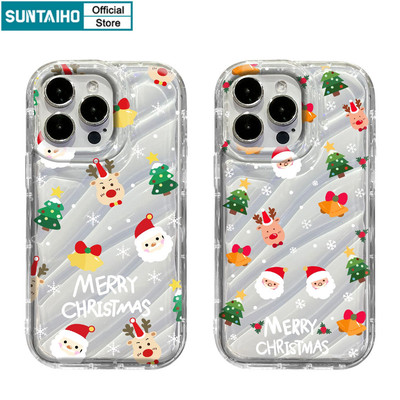 Ốp Điện Thoại Suntaiho Họa Tiết Giáng Sinh Dễ Thương Trong Suốt Mềm Cao Cấp Chống Sốc Cho iPhone 11 12 13 14 15 16 17 Pro Max IP 7 8 Plus Iphon X XS XR Xs Max