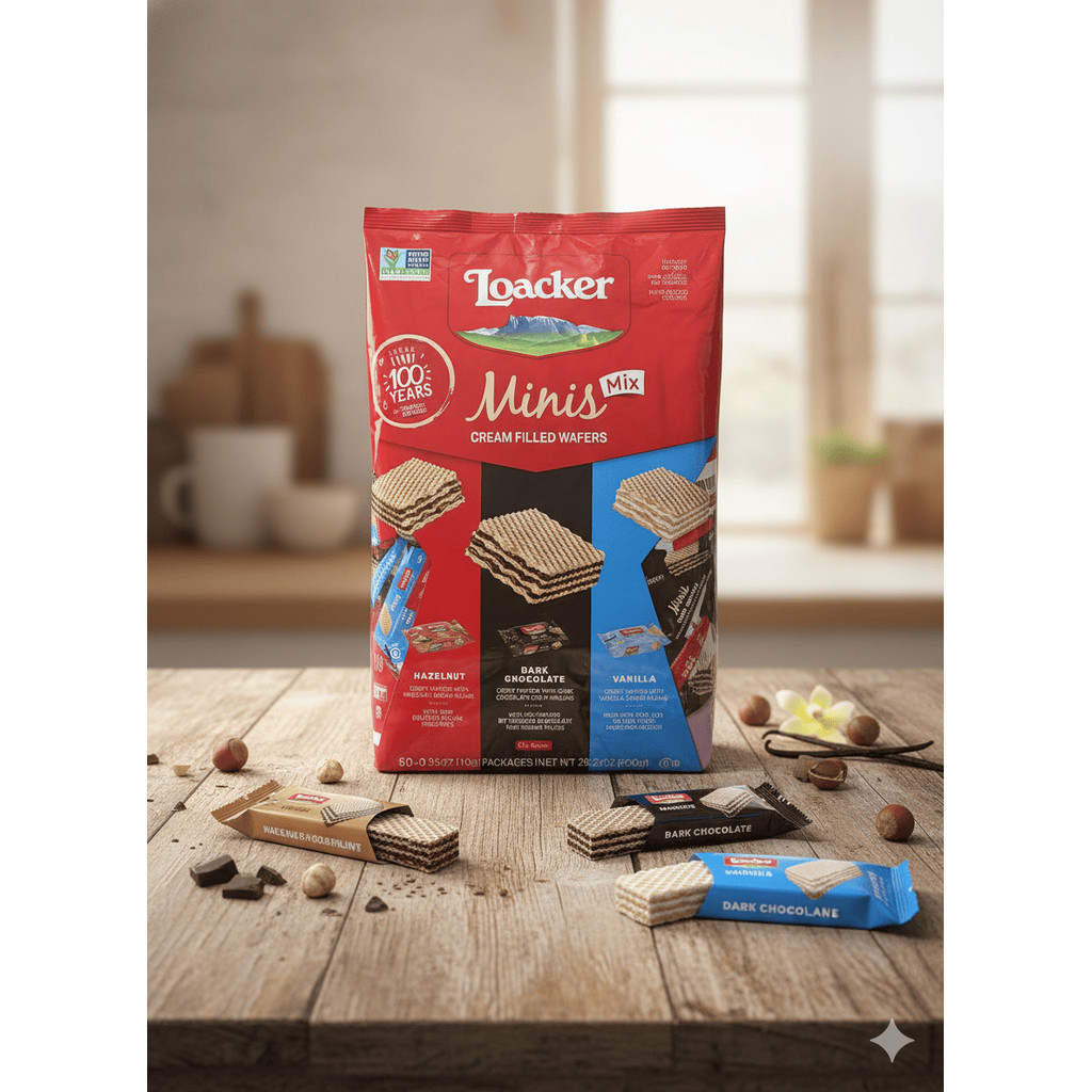 Loacker Minis Mix 800g – Bánh Wafer Mini 3 Vị – Giòn Thơm Ăn Là Ghiền
