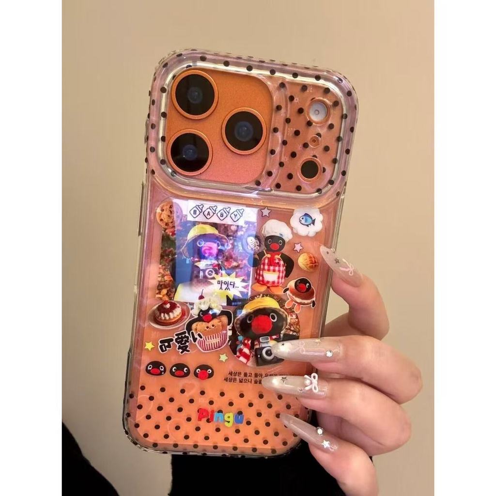 Hoạt Hình Trong Suốt Đáy Chấm Bi Minh Họa Đầu Bếp Bánh Mì Chim Cánh Cụt Thích Hợp Cho Ốp Điện Thoại 