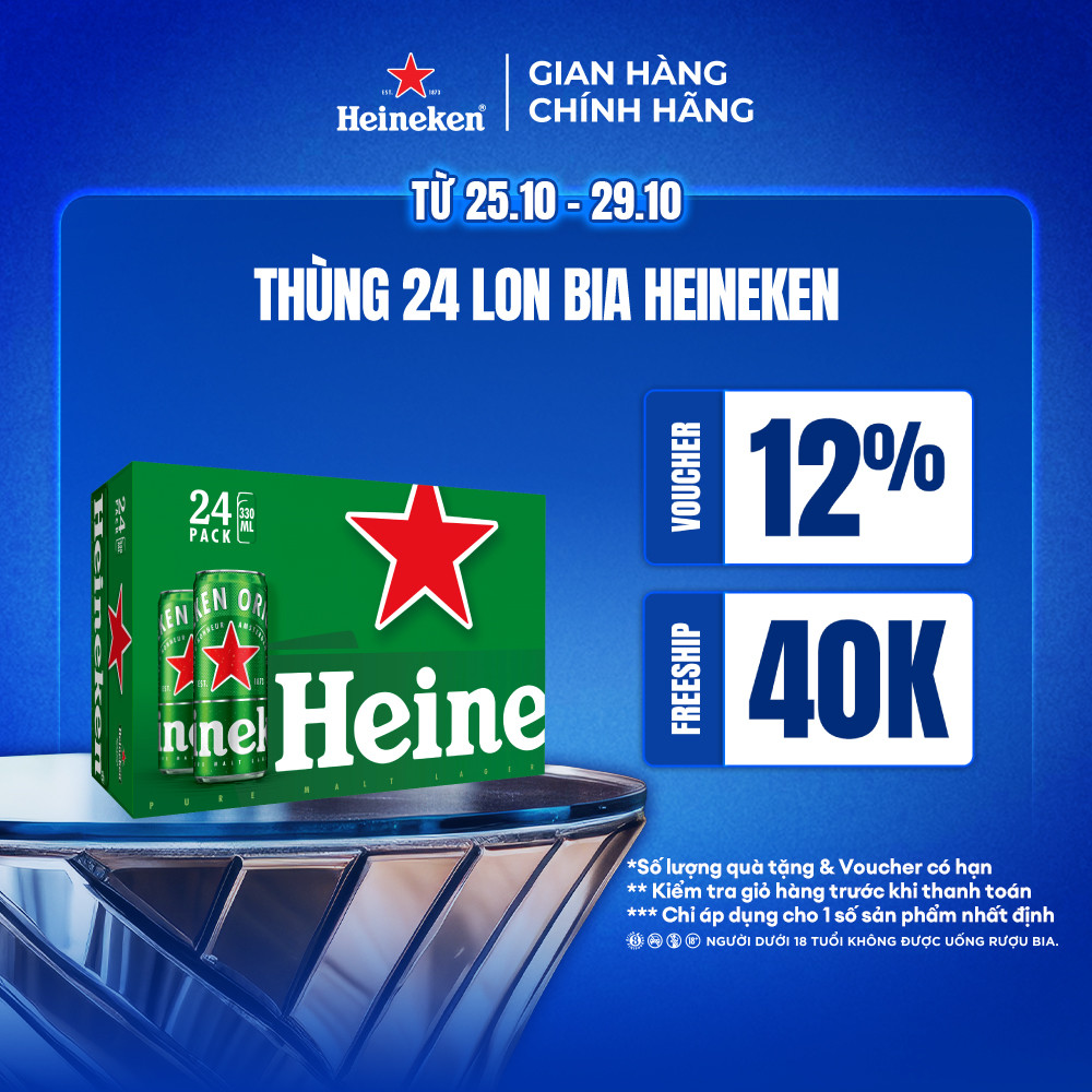 Thùng 24 lon bia Heineken 330ml/lon