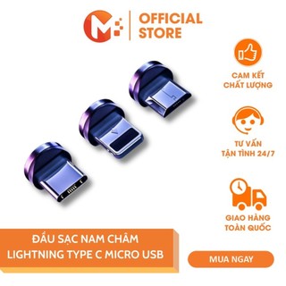  Đầu sạc nam châm lightni Type C Micro USB tròn xoay 360 độ đa năng phù hợp mọi điện thoại 