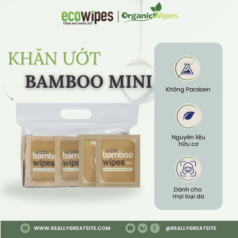 Khăn Ướt Eco Bamboo Travel Size Premium -  ​​100% vải tre sinh thái