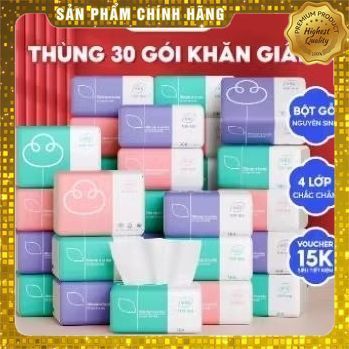Thùng 46 Gói Giấy Ăn 3 Màu TopGia Cao Cấp 4 lớp dày dặn,mềm mịn,giấy ăn 300 tờ/4 lớp cho bé
