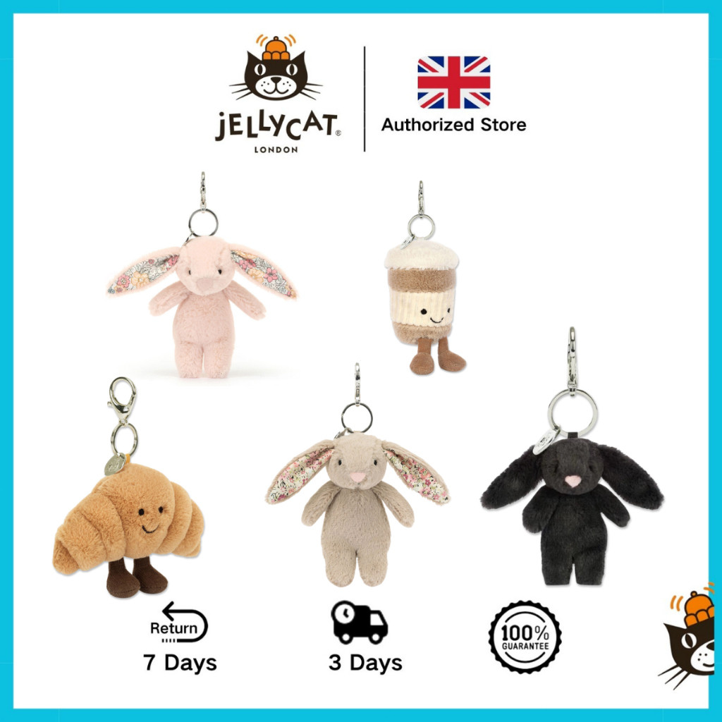 Quà tặng cho bạn [Chính hãng 100%] Móc khóa Jellycat Bunny mềm mại và thân thiện với da Búp bê Jelly