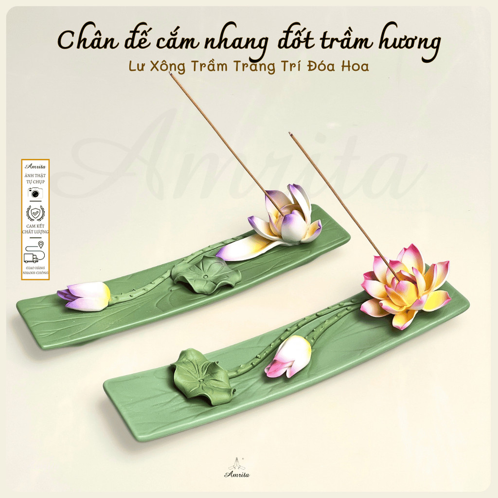 [Amrita] Lư Xông Trầm Hoa Sen – Hoa Súng -  CXNP177