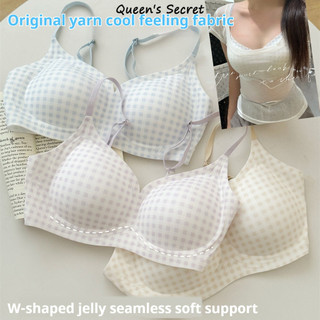   Queen Secret  Áo ngực kẻ sọc liền mạch làm mát dành cho nữ ngực nhỏ mỏng - Hỗ trợ nâng và mềm mại - Không dây 