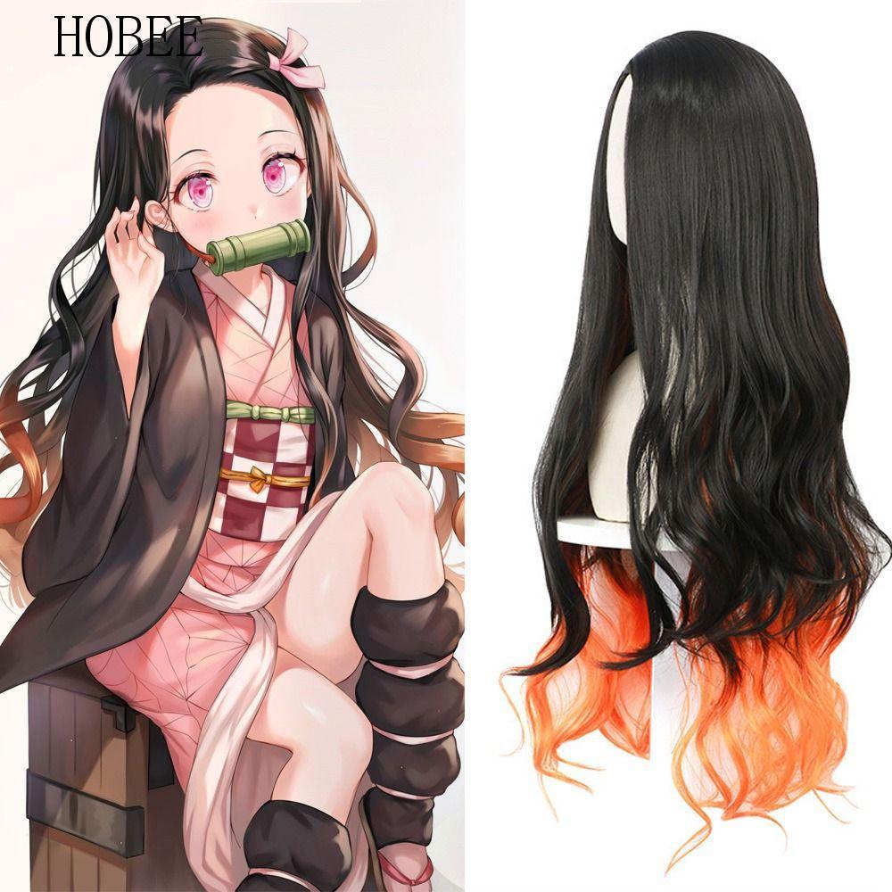 HOBEE Nezuko Kamado Thermal Hair Fibers - Soft Wig Accessory for Halloween Cosplay | Kimetsu no Yaib