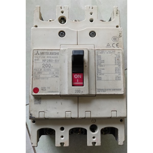 Aptomat MCCB Mitsubishi NF250-SV 3P 200A 36kA – Hàng Bãi, Hoạt Động Tốt
