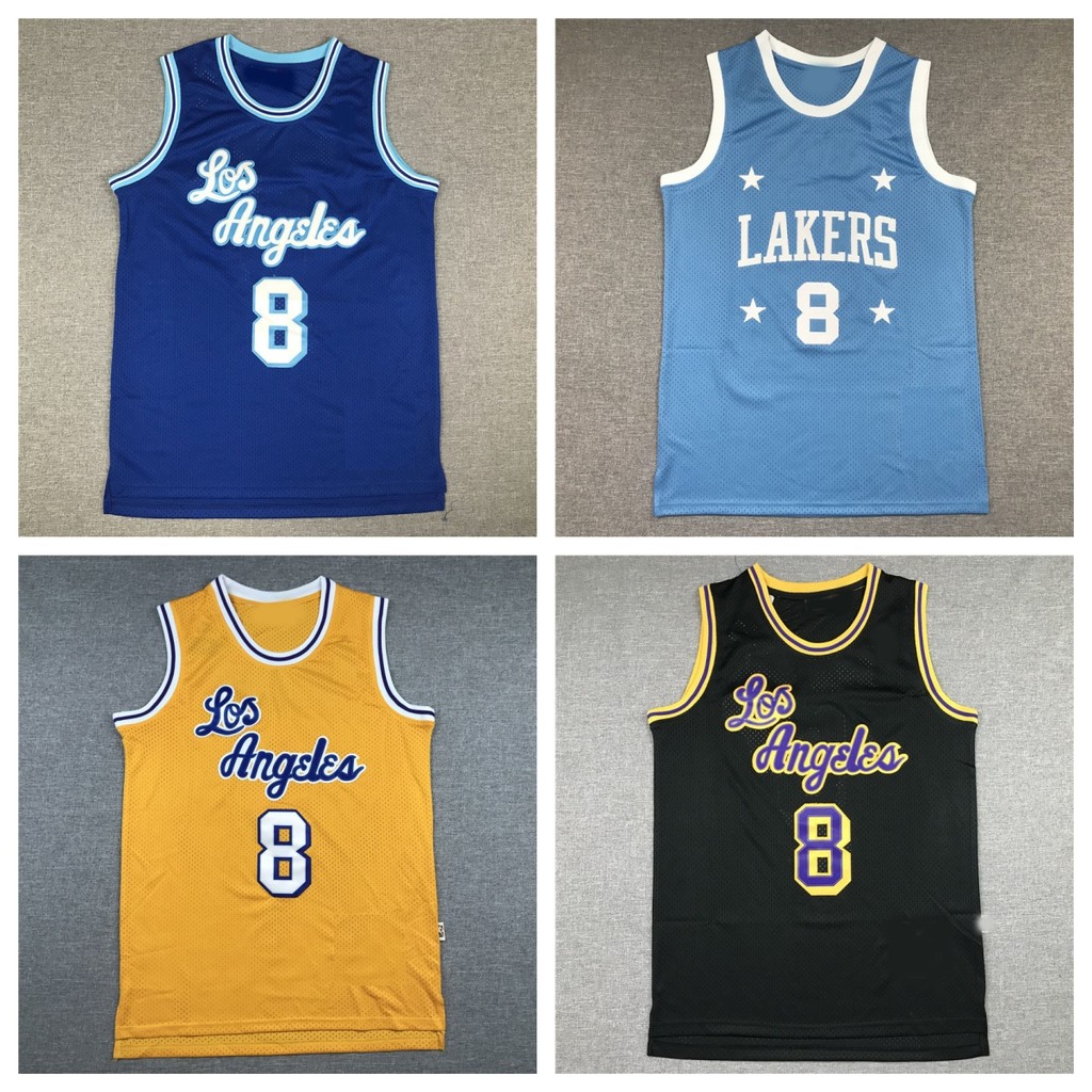 Phiên bản thêu Áo bóng rổ Los Angeles Lakers số 8 Kobe Bryant Jersey Rodman West Jabbar O 'neal