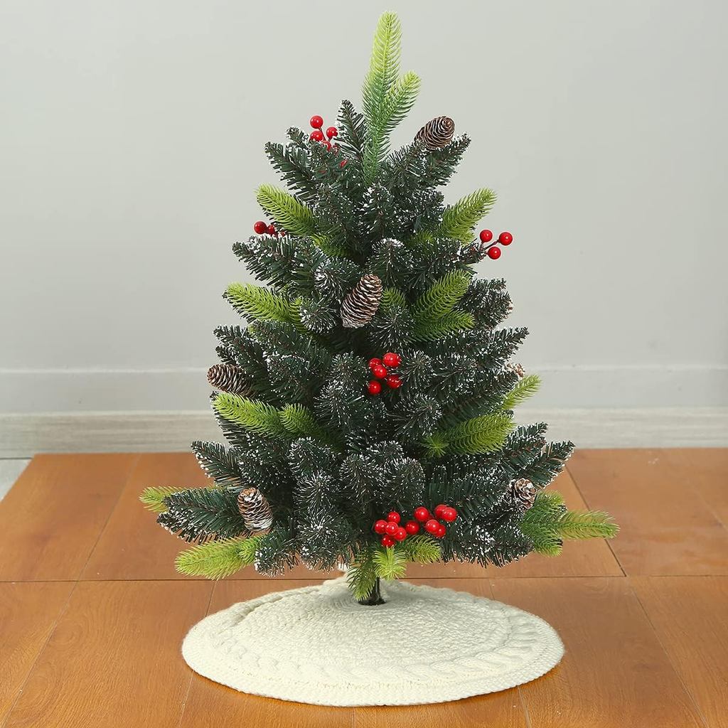 Váy cây thông Noel Sattiyrch có vành vàng 18 ", Flannelette Red Santa Tuần lộc Xmas Trang trí ngày l