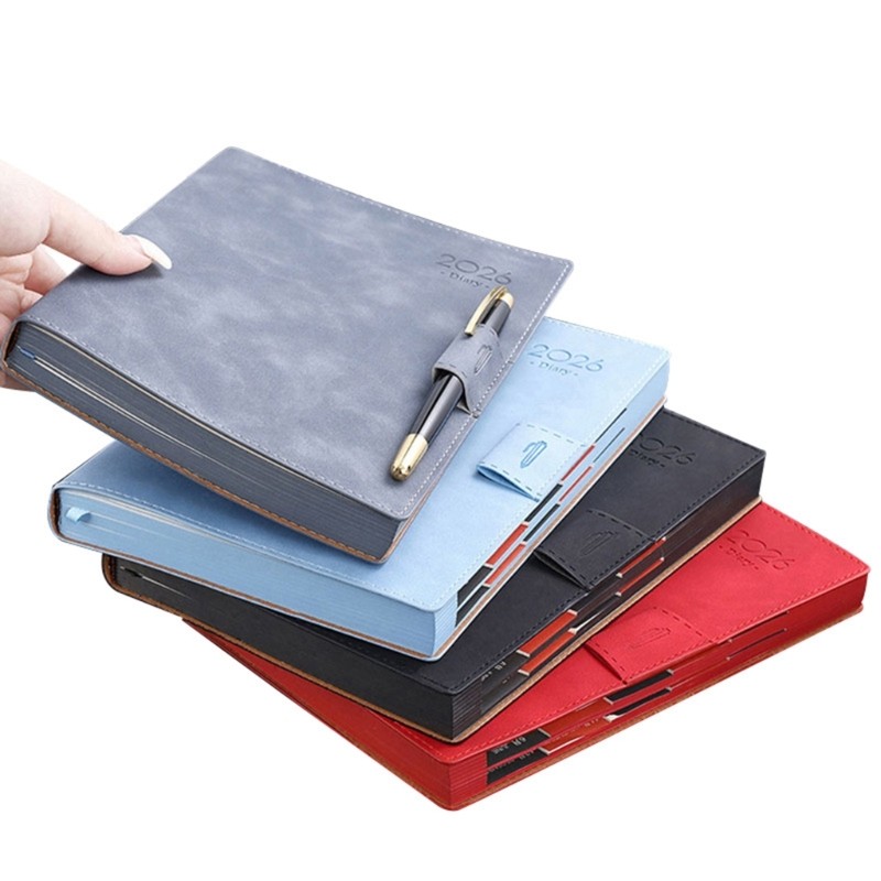 Love * 2026 Leather Academic Planner Notebook Daily Journal with Ribbon Bookmarks