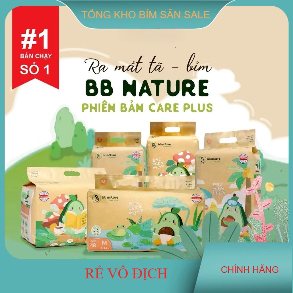 Tã Bỉm Dán/Quần BB NATURE Care Plus Chất Liệu Sợi Tre Hữu Cơ An Toàn Cho Bé Size S56>>4XL