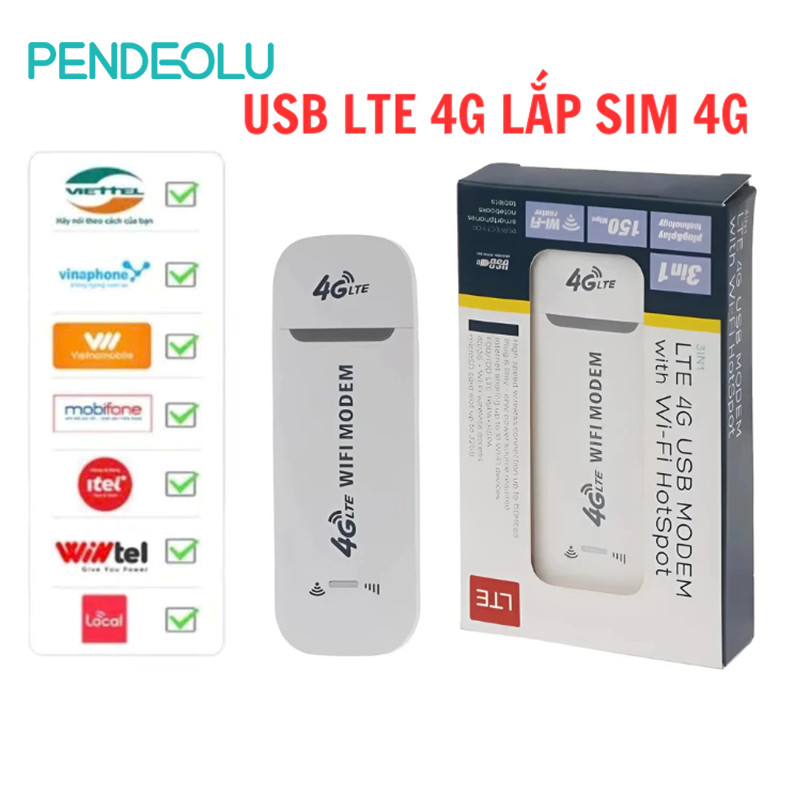 PENDEOLU Bộ Phát Sóng LET 4G WIFI Từ Sim 4G USB Modem ,USB Phát WIFI Từ Sim 4G, Dcom Phát WIFI Tốc Đ