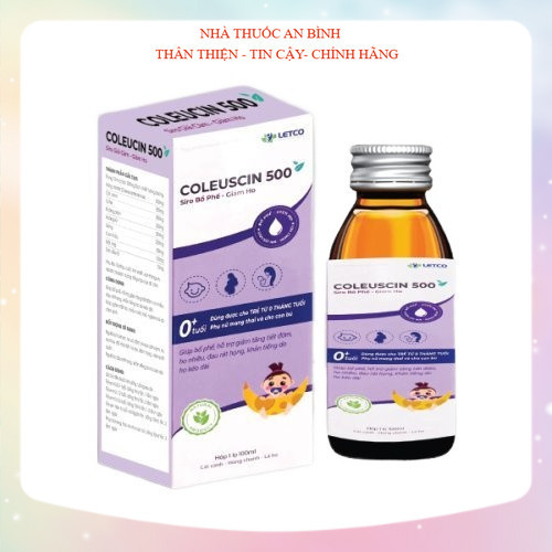 Siro Ho Cảm Coleuscin 500, giảm ho, giảm nghẹt mũi, bổ phế, giảm đau họng