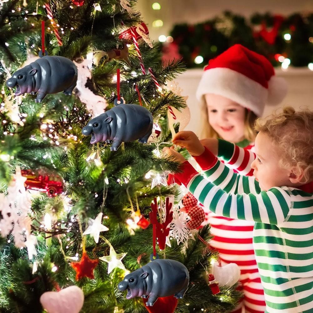 Acrylic Flat Moodeng Hippo Đồ trang trí Mặt dây chuyền Giáng sinh Móc khóa hoạt hình Hippo V5d6