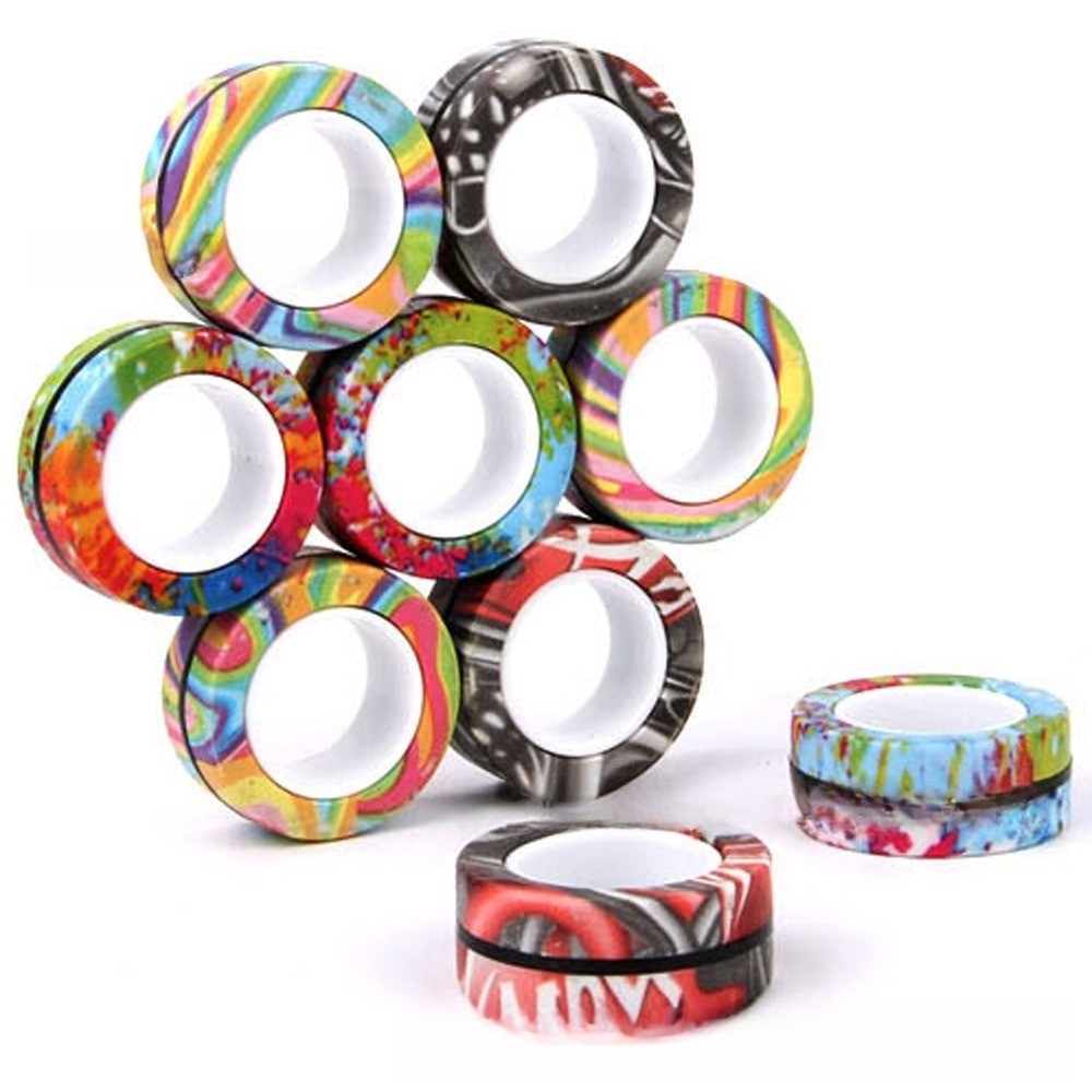 3Rings / bộ Ngón Tay Nhẫn Từ Tính Nhiều Màu Sắc Fidget Bộ Đồ Chơi Nam Châm Người Lớn Nhẫn Spinner Để