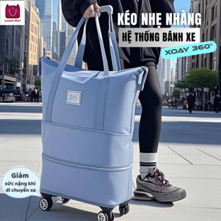  Túi du lịch gấp gọn ba lớp lớn có bánh xe đa chức năng vải chống thấm nước nhiều ngăn đựng quần áo 