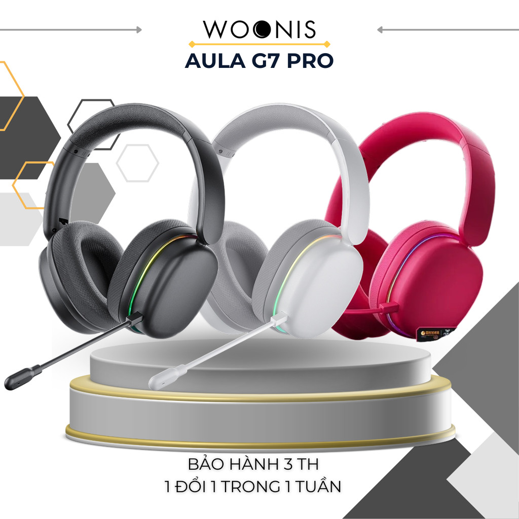 Tai Nghe Gaming Không Dây AULA G7 Pro – Âm Thanh Vòm 7.1, Mic Chống Ồn AI, Đèn RGB