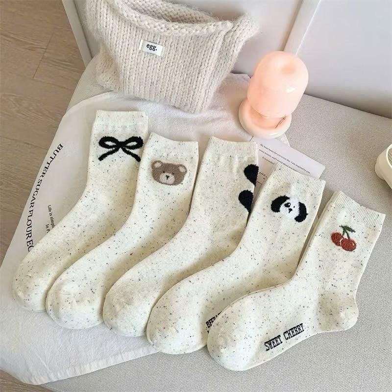 Set 10 Đôi Tất Gấu Chery Muối Tiêu Phong Cách Hàn Quốc Cho Bạn Gái