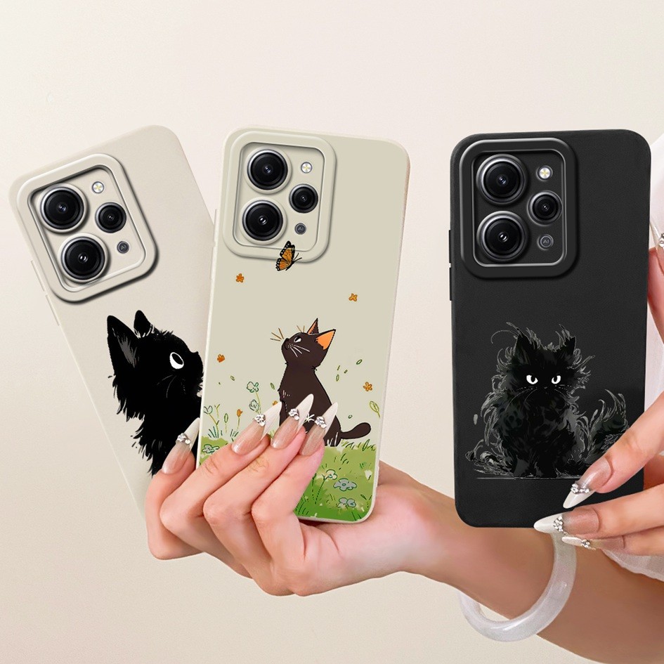 Dành Cho Xiaomi Redmi 12 Ốp Lưng Sáng Tạo Hoạt Hình Mèo Tranh Bao Silicon Mềm Chống Sốc Ốp Lưng Cho 
