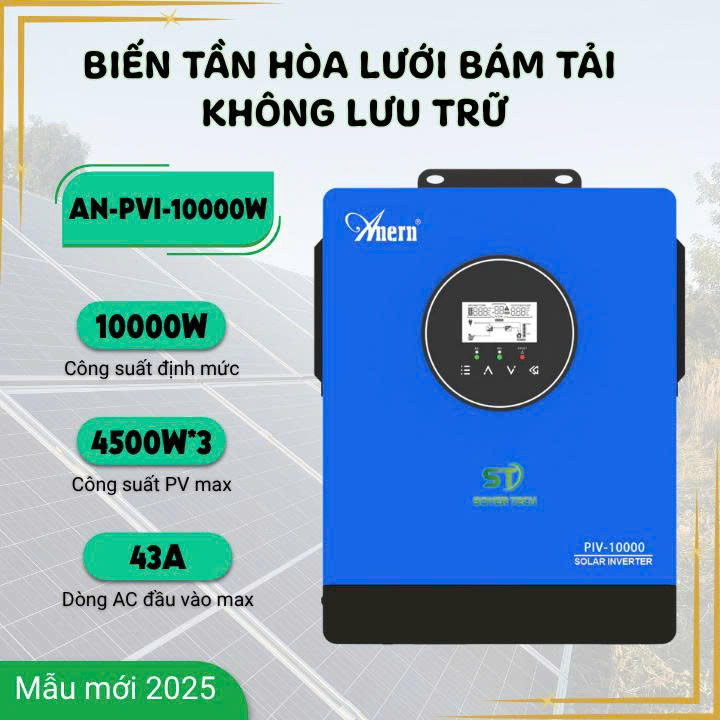 Hybrid inverter 10KW-DC48V 60-450v DC On/Off Mẫu mới 2025-Biến tần năng lượng solar inverter AN-PVI-