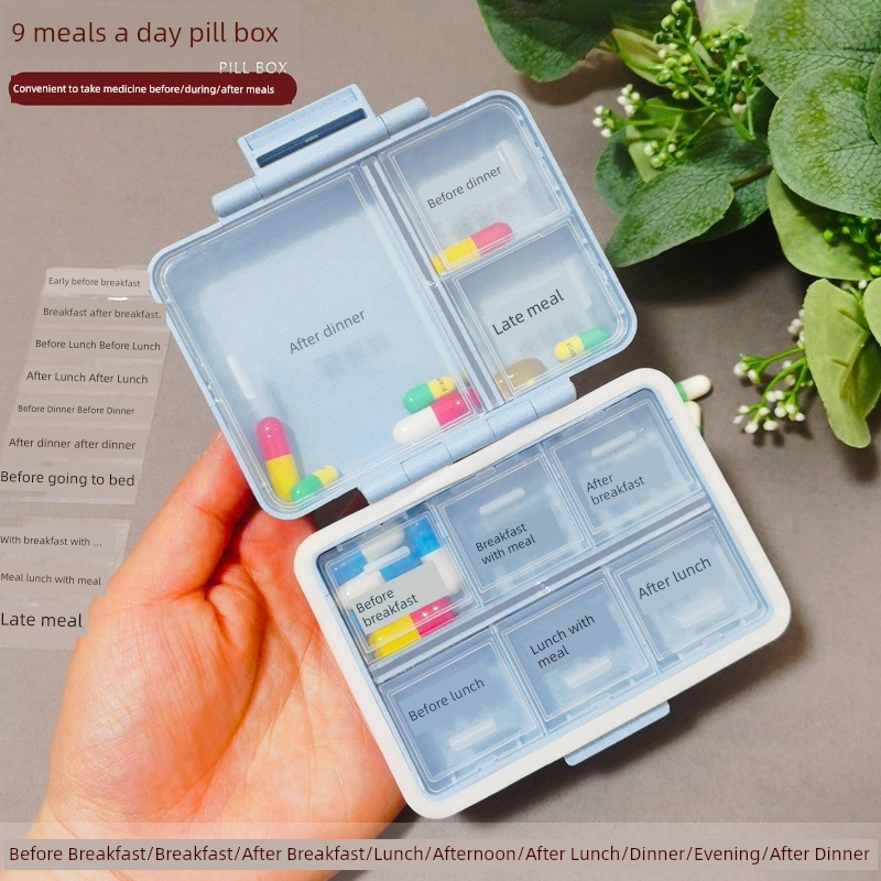 Hộp Đựng Thuốc Bữa Ăn Sáng Bữa Tối Trước Bữa Ăn Sau Bữa Ăn Hàng Ngày 9 Bữa Ăn Ngăn Di Động Hộp Đựng 